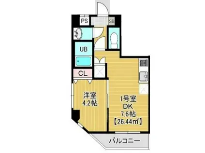 カイテキースV(1DK/4階)の間取り写真
