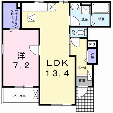 サニーサイド(1LDK/1階)の間取り写真