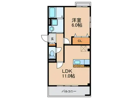 エミーユII(1LDK/3階)の間取り写真
