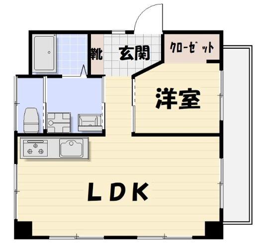 スカイレジデンス2号棟(1LDK/4階)の間取り写真