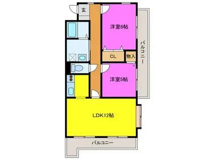 フォンスオストレア住吉(2LDK/4階)の間取り写真