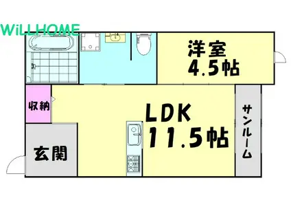 KOYA 430(1LDK/2階)の間取り写真