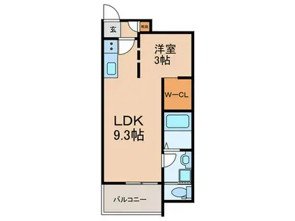 QUADOR高宮3丁目(1LDK/3階)の間取り写真
