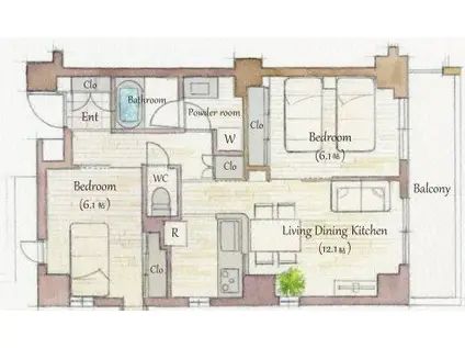 MODERATO OGIKUBO(2LDK/4階)の間取り写真