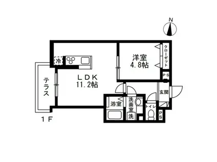 メゾンドルル(1LDK/1階)の間取り写真