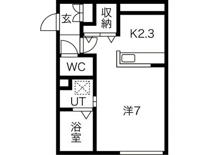 フランジュールあいの里(1K/2階)の間取り写真