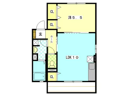メイプルII(1LDK/1階)の間取り写真