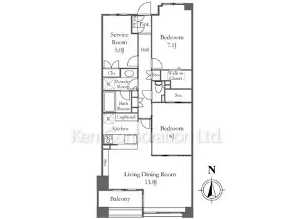 本郷真砂パークハウス壱番館(2SLDK/11階)の間取り写真