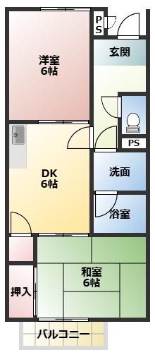 SURPLUS沖野(2DK/2階)の間取り写真