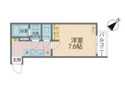 カインドネス蕨(1K/1階)の間取り写真