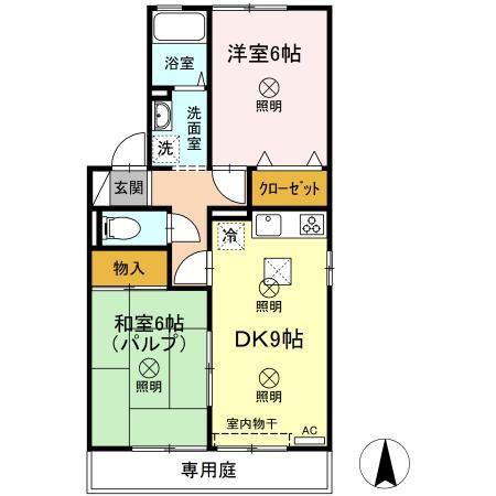 第2ディアコートA棟(2DK/1階)の間取り写真