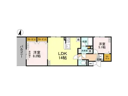 GRACE ATAGO(2LDK/2階)の間取り写真