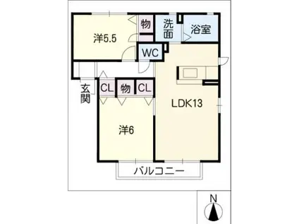FOREST神楽A棟(2LDK/1階)の間取り写真