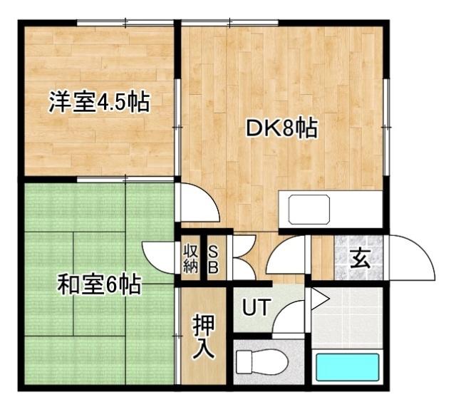 オリス末広(2DK/2階)の間取り写真