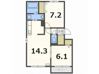 グランシャリオ(2LDK/3階)の間取り写真