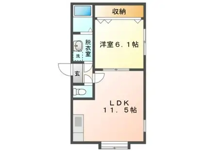 Mハイツ中島5(1LDK/2階)の間取り写真