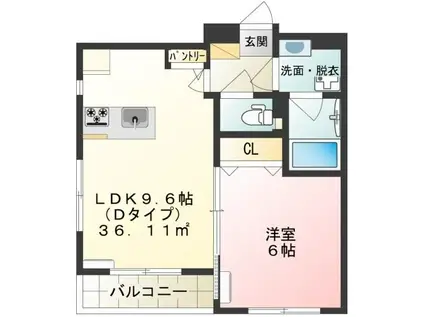パッシオーネ(1LDK/4階)の間取り写真