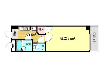 ドムール若山(1K/1階)の間取り写真