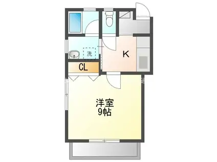 グリーンヒルズ II(1K/1階)の間取り写真