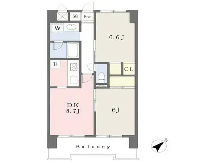 レジデンス奥戸(2DK/7階)の間取り写真