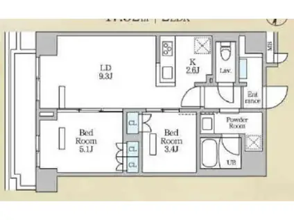 ロイジェント西新井(2LDK/4階)の間取り写真
