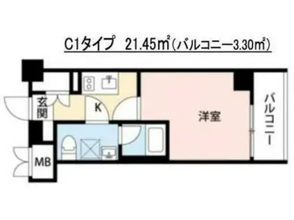 スクエアシティ横濱根岸(1K/3階)の間取り写真