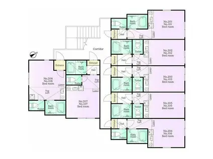 ユナイト保土ヶ谷デムーロの杜(ワンルーム/1階)の間取り写真