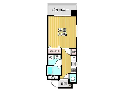 パレスビュー新都心(1K/2階)の間取り写真