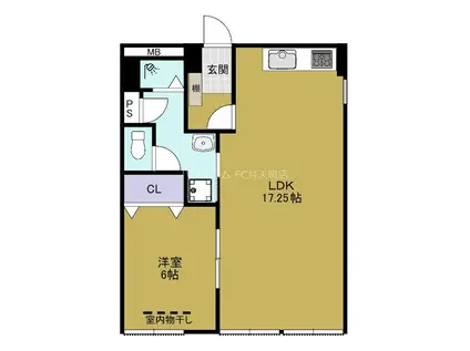 天保山第1コーポ(1LDK/10階)の間取り写真