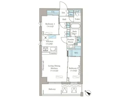 LA CLAIR 南浦和(2LDK/2階)の間取り写真