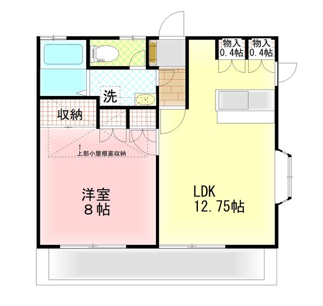 ハイツアキTAO(1LDK/2階)の間取り写真