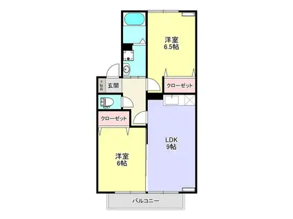 ビオテルム(2LDK/2階)の間取り写真