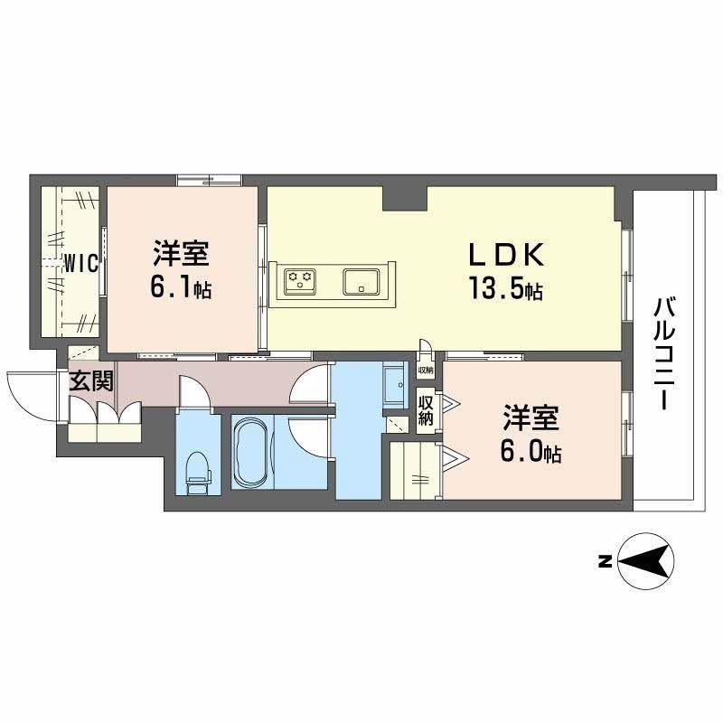 シャーメゾン ウィステリアカーサ(2LDK/2階)の間取り写真