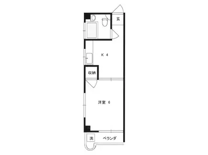 セザール第2恵比寿(1K/4階)の間取り写真