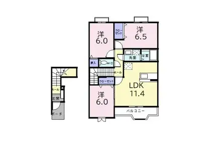 サニーガーデン(3LDK/2階)の間取り写真