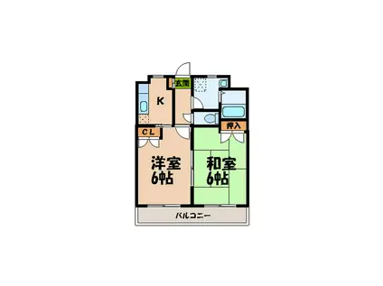 ホワイトパレス(2K/2階)の間取り写真