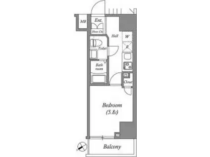 GENOVIAお花茶屋SKYGADEN(1K/2階)の間取り写真