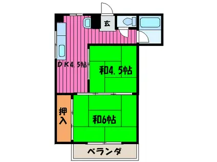 ウスイマンション(2DK/3階)の間取り写真