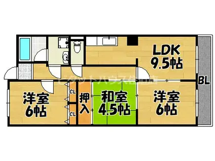 メゾンプロープル(3DK/1階)の間取り写真