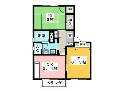 プレミール A棟(2DK/2階)の間取り写真