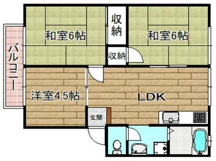 ウインディア南平台A棟(3DK/1階)の間取り写真