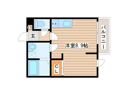 メリディアン岩沼弐番館(ワンルーム/2階)の間取り写真