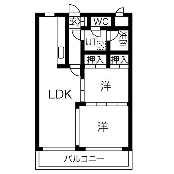 リヴァーサイド植田(2LDK/4階)の間取り写真