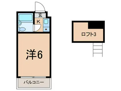 アーバハイツ若林(1K/2階)の間取り写真