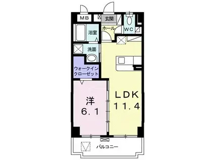 HANAティアラY・M(1LDK/4階)の間取り写真