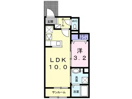 フェニックス(1LDK/1階)の間取り写真