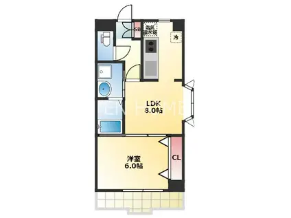 エクセル天王寺(1LDK/6階)の間取り写真