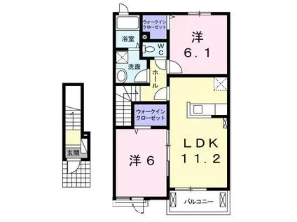 アンジェロフェリーチェ C(2LDK/2階)の間取り写真