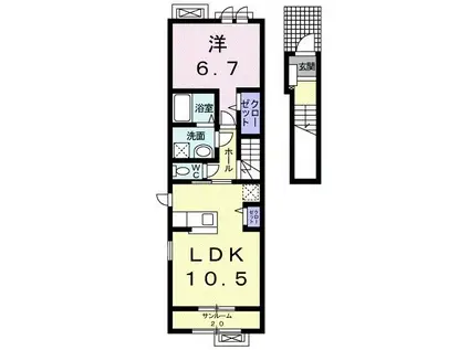 ヴィベールII(1LDK/2階)の間取り写真