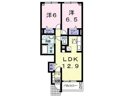 プロスペラーレA(2LDK/1階)の間取り写真